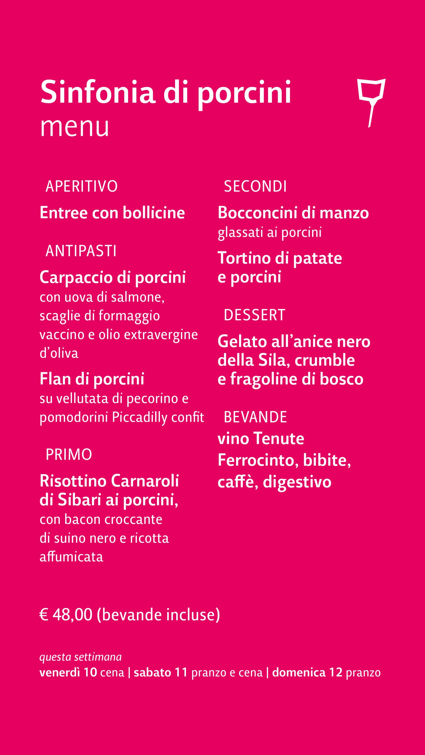 MENU SINFONIA DI PORCINI